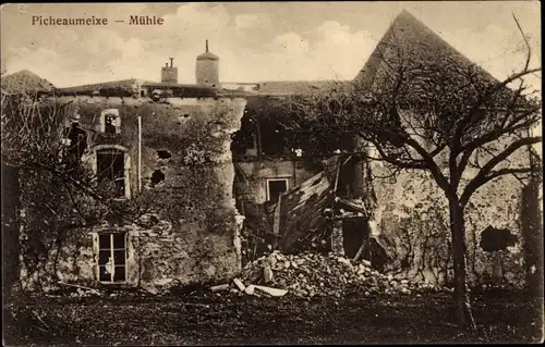 Ak Pichaumeix Saint Mihiel Meuse, Mühle, Gebäuderuine, Kriegszerstörung I. WK