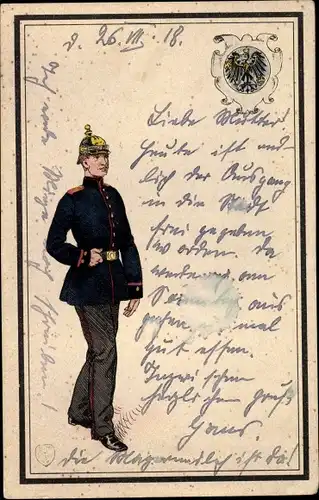 Wappen Litho Deutscher Soldat in Uniform