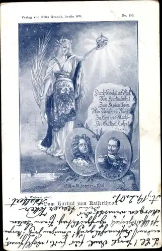 Künstler Ak Vom Kurhut zum Kaiserthron, Kaiser Wilhelm II. von Preußen, Friedrich I