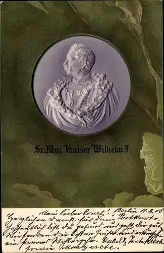 Passepartout Präge Litho Kaiser Wilhelm II. von Preußen, Portrait