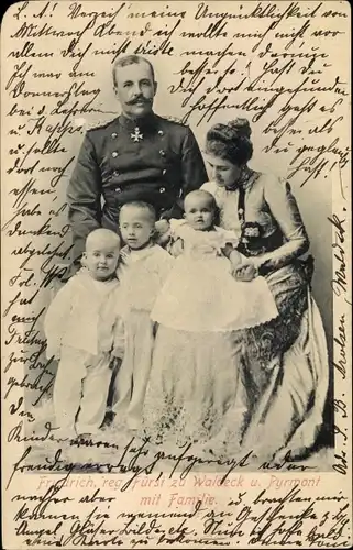 Ak Friedrich regierender Fürst zu Waldeck und Pyrmont mit Familie