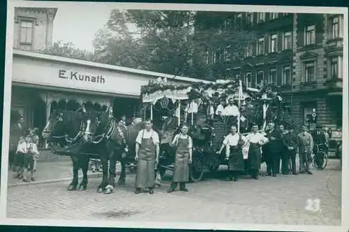 Foto Greiz in Thüringen, Schützenfest, Festwagen Gott zum Gruß das edle Handwerk, Geschäft