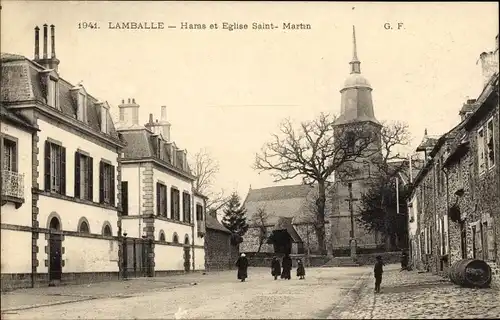 Ak Lamballe Cotes d'Armor, Haras et Eglise Saint Martin