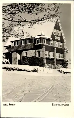 Ak Braunlage im Oberharz, Haus Bremer, Winteransicht