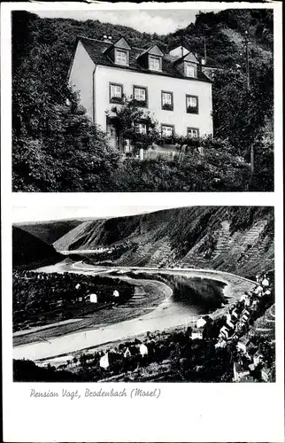 Ak Brodenbach an der Mosel, Pension Vogt, Blick auf den Ort