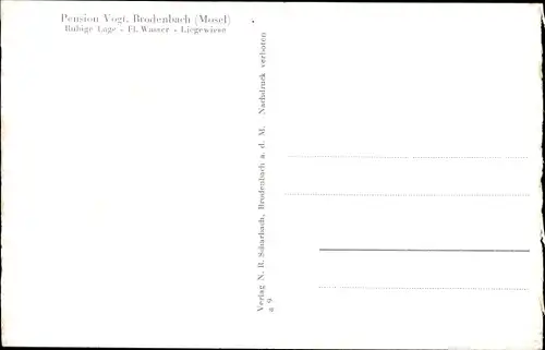 Ak Brodenbach an der Mosel, Pension Vogt, Blick auf den Ort