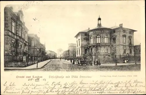 Ak Landau in der Pfalz, Schlossstraße mit Villa Streccius