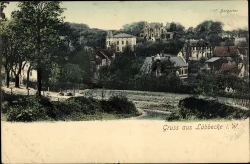 Ak Lübbecke in Westfalen, Blick auf den Ort, Bergtor