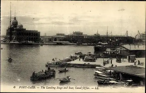 Ak Port Said Ägypten, The Landing Stage and Suez Canal Office