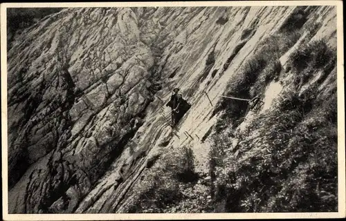 Ak Brett im Höllental, Bergsteiger am Berg, Klettersteig