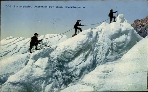 Ak Sur le glacier, Ascension d'un serac, Gletscherpartie