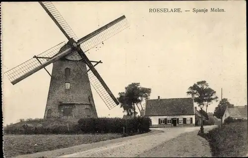 Ak Roeselare Roeselaere Rousselare Roulers Westflandern, Spanje Molen, Windmühle