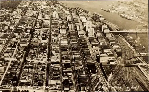 Ak Tacoma Washington USA, Blick auf den Ort, Fliegeraufnahme