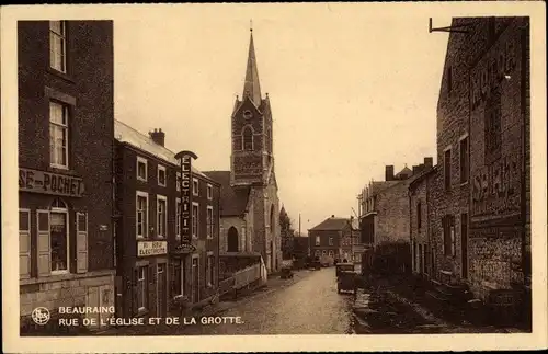 Ak Beauraing Wallonien Namur, Rue de l'Eglise et de la Grotte