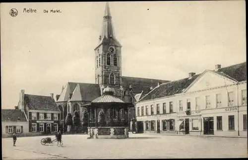 Ak Aeltre Aalter Ostflandern, Marktplatz, Kirche