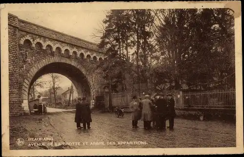 Ak Beauraing Wallonien Namur, Avenue de la Grotte et Arbre des Apparitions