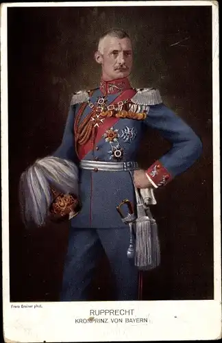 Künstler Ak Grainer, Franz, Kronprinz Rupprecht von Bayern, Portrait in Uniform, Orden