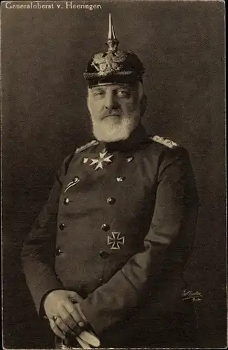 Ak Generaloberst Josias von Heeringen, Portrait, Pickelhaube, Pour le Mérite, EK
