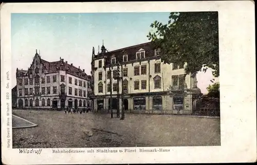Leuchtfenster Ak Wilsdruff in Sachsen, Bahnhofstraße, Stadthaus, Fürst Bismarck Haus