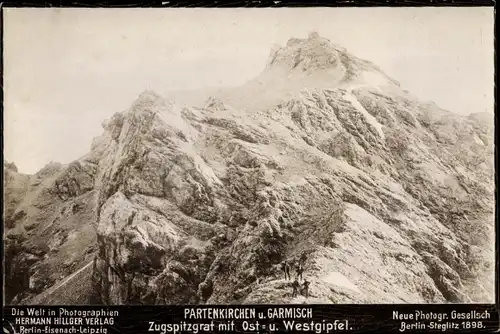 Ak Garmisch Partenkirchen in Oberbayern, Zugspitzgra, Ost und Westgipfel