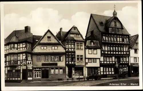 Ak Adenau in der Eifel, Markt, Fachwerkhaus