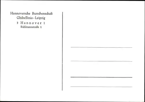 Studentika Ak Hannover in Niedersachsen, Burschenschaft Ghibellinia Leipzig, Rühlmannstraße 1