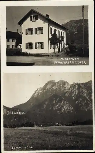 Foto Ak Schwangau im Ostallgäu, Wohnhaus von Schneidermeister M. Steiner, Gebirge