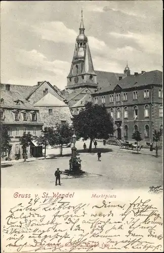 Ak Sankt Wendel im Saarland, Marktplatz