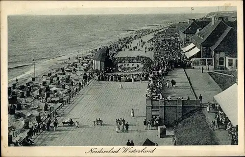 Ak Westerland auf Sylt, Strand, Promenade, Pavillon