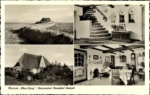 Ak Norddorf auf Amrum in Nordfriesland, Teestube Haus Burg, Innenräume