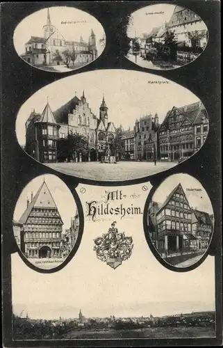 Ak Hildesheim in Niedersachsen, Godehardikirche, Knochenhauer Amtshaus