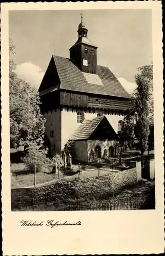 Ak Großrückerswalde Sachsen, Wehrkirche, Holzdach