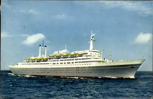 Ak Flagship SS Rotterdam, Holland America Line, HAL, Dampfschiff