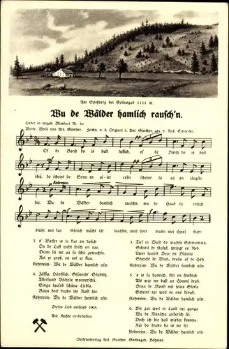 Lied Ak Anton Günther, Wu de Wälder hamlich rausch'n, Erzgebirgische Mundart Nr. 30, Spitzberg