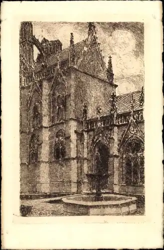 Künstler Ak Utrecht Niederlande, Kloostergang met Domkerk