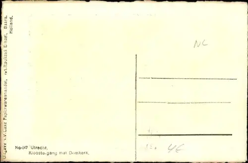 Künstler Ak Utrecht Niederlande, Kloostergang met Domkerk