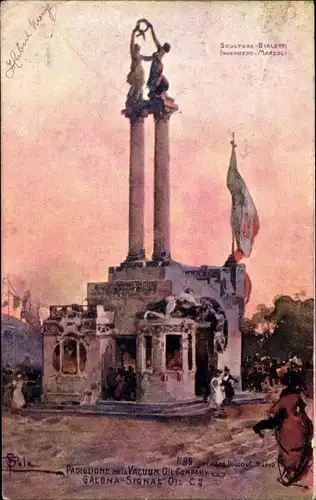 Künstler Ak Milano Mailand Lombardia, Weltausstellung 1906, Denkmal, Fahne