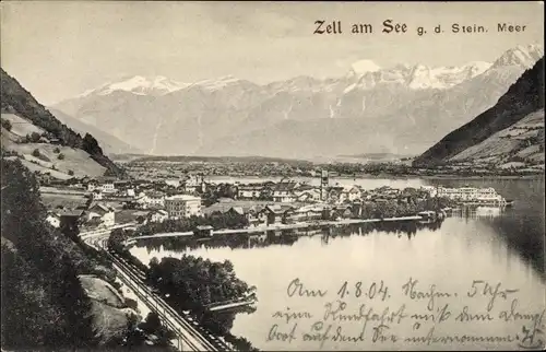 Ak Zell am See in Salzburg, Gesamtansicht, Steinernes Meer