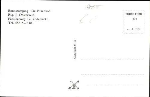 Ak Oldemarkt Overijssel, Bondscamping De Eikenhof, Paasloerweg 12