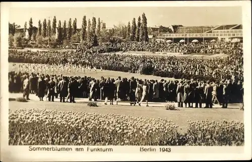 Ak Berlin Charlottenburg, Sommerblumen am Funkturm, 1943