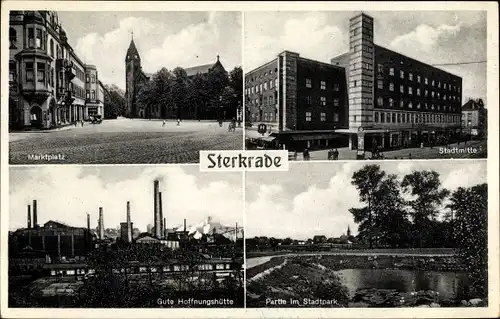 Ak Sterkrade Oberhausen im Ruhrgebiet, Zeche, Marktplatz, Stadtmitte