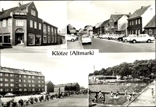 Ak Klötze in Sachsen Anhalt, HO Kaufhaus, Neustädter Straße, Neubauten, Waldbad