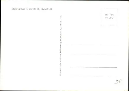 Ak Eberstadt Darmstadt in Hessen, Fliegeraufnahme, Mühltalbad