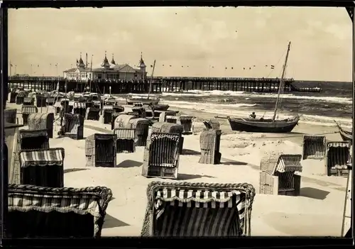 Foto Ostseebad Ahlbeck Heringsdorf auf Usedom, Strand, Pavillon, Seebrücke, See