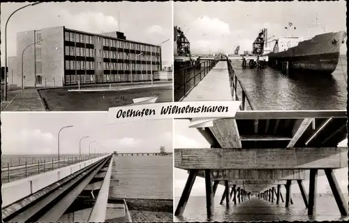 Ak Wilhelmshaven in Niedersachsen, Ölhafen, Tanker, Brücke