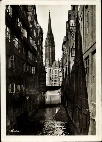 Ak Hamburg Altstadt, Steckelhörnfleet, Nicolai-Kirche