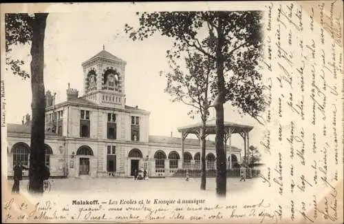 Ak Malakoff Hauts de Seine, Les Ecoles, Le Kiosque a musique