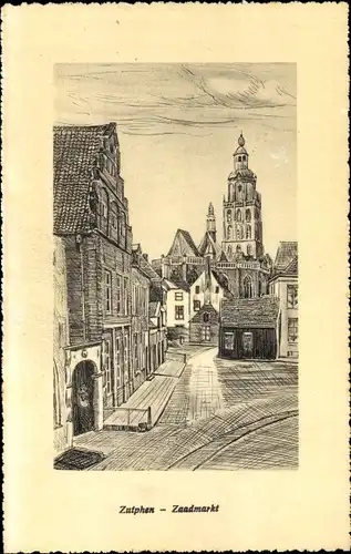 Künstler Ak Zutphen Gelderland, Zaadmarkt