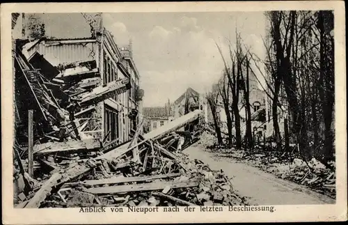 Ak Nieuport Nieuwpoort Westflandern, Anblick nach der letzten Beschießung, Kriegszerstörungen