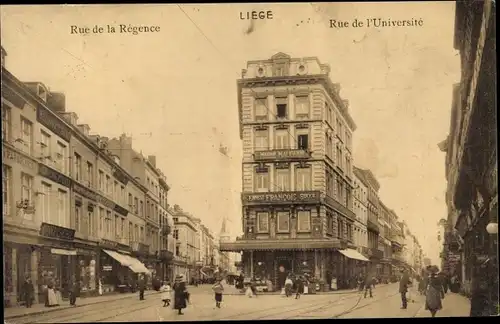 Ak Liège Lüttich Wallonien, Rue de la Regence, Rue de l'Universite